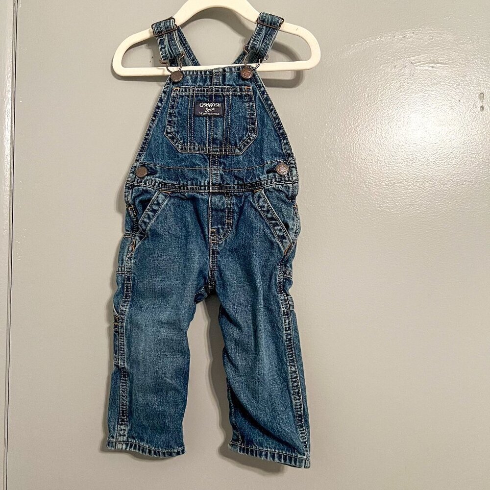 OshKosh B'gosh Denim Overall Bibs Size 12 Months
